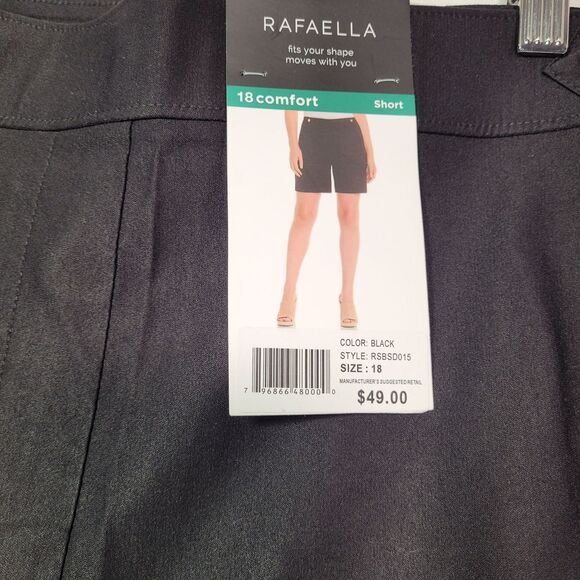 Rafaella Women's Comfort Stretch Black Bermuda Shorts With Button Detail Size 18 - Picture 3 of 11